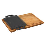 LAVA Enamelled Rectangular Hot Plate // Wooden Service Platter