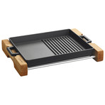 LAVA Enamelled Duo Griddle/Grill Pan //  Wooden Service Stand