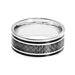 Crucible Stainless Steel Black Carbon Fiber Inlay Ring (Size 8)