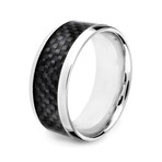 Crucible Stainless Steel Black Fiber Inlay Ring (Size 8)