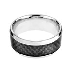 Crucible Stainless Steel Black Fiber Inlay Ring (Size 8)