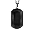 Crucible Stainless Steel Framed Carbon Fiber Dog Tag Pendant // Black