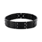 Crucible Stainless Steel Wave Pattern Design Link Bracelet // Black