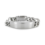 Crucible Stainless Steel Men's Engraveable ID Bracelet with Hidden Clasp // Silver