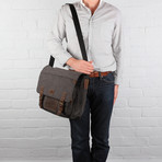 Hoxton Canvas + Leather Messenger Bag // Slate Black