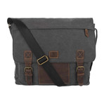 Hoxton Canvas + Leather Messenger Bag // Slate Black