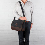 Portobello Canvas + Leather Messenger Bag // Navy