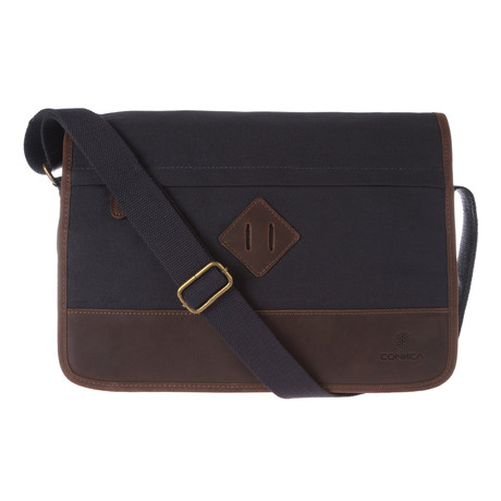 Portobello Canvas + Leather Messenger Bag // Navy