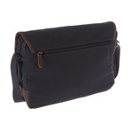 Portobello Canvas + Leather Messenger Bag // Navy