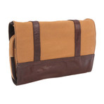 Grasmere Leather Brown + Sand Canvas Wash Bag