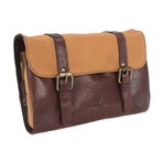 Grasmere Leather Brown + Sand Canvas Wash Bag