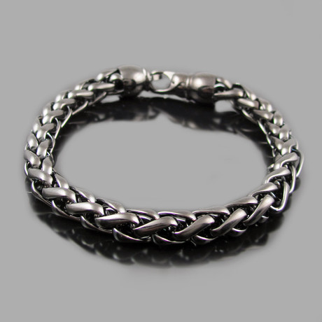 Stainless Steel Wheat Link Bracelet // Polished (Silver)