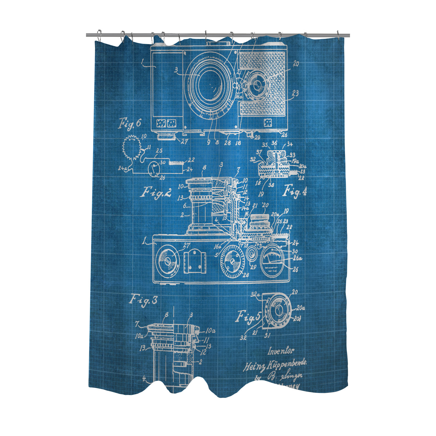 Photographic Camera Blueprint Shower Curtain Patent