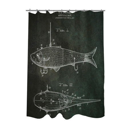 Artificial Bait 1908 Blueprint // Shower Curtain