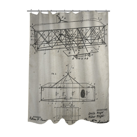 Wright Flying Machine Blueprint // Shower Curtain