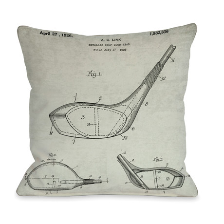 Metallic Golf Club Head 1926 Blueprint // Pillow