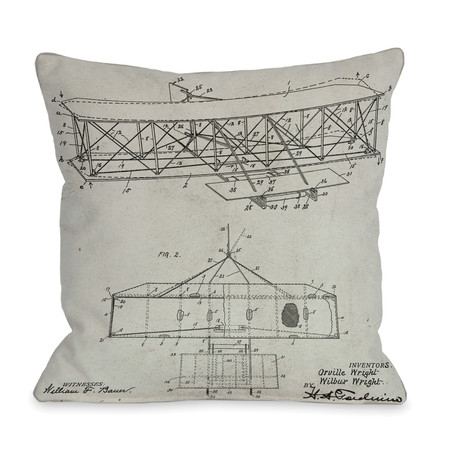 Wright Flying Machine Blueprint // Pillow