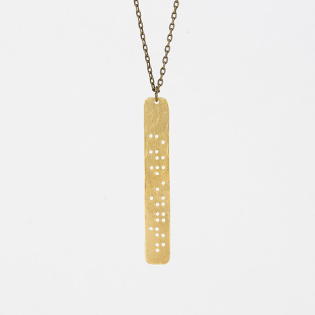 Braille Necklace // Brass (Strength)