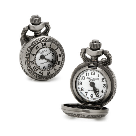 Antique Silver Roman Numerals Pocket Watch Cufflinks