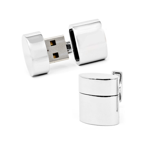 Oval WIFI + 2GB USB Flash Drive Cufflinks // Polished Silver
