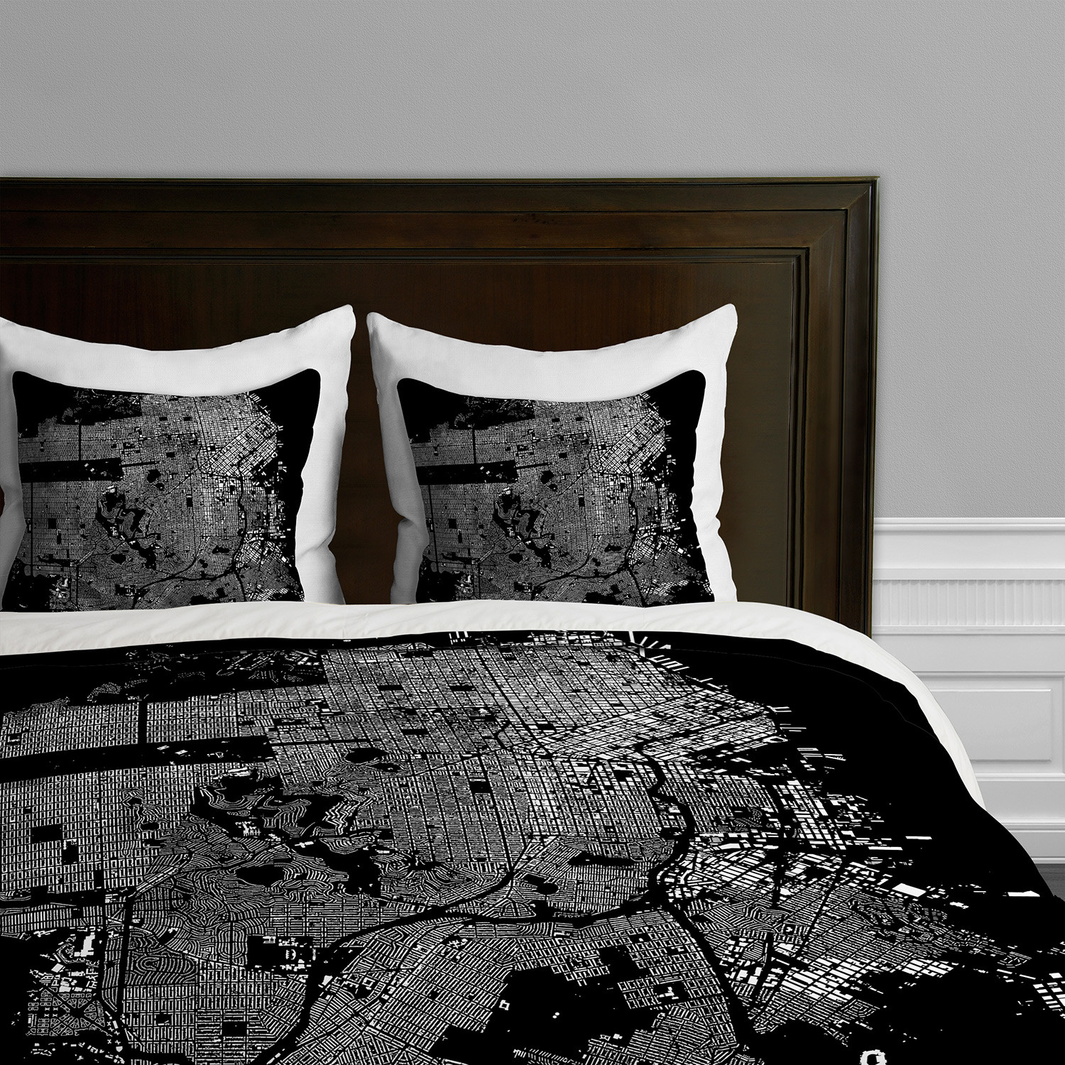 San Francisco Duvet Cover Black King Cityfabric Inc By Deny