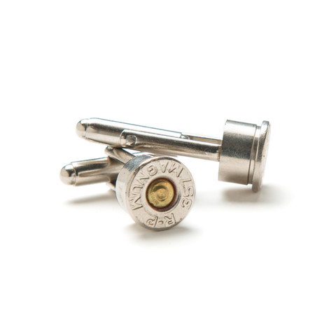 357 Magnum Cufflinks // Nickel + Brass Center