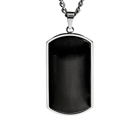 Stainless Steel Natural Stone Dog Tag Pendant