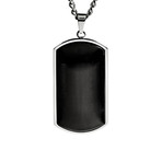 Stainless Steel Natural Stone Dog Tag Pendant