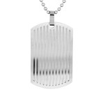 Men's Stainless Steel Grooved Dog Tag Pendant Necklace