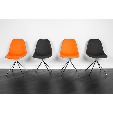 ARTIKA Wool Dining Chairs // Set of 2 Black & 2 Orange (ARTIKA A)