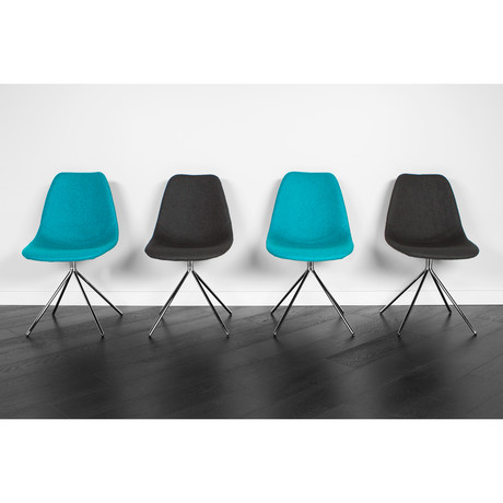 ARTIKA Wool Dining Chairs // Set of 2 Black & 2 Teal (ARTIKA A)