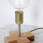 Leggy Bull Lamp // Oak (Cord: Red)