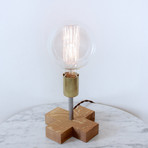 Leggy Bull Lamp // Oak (Cord: Red)