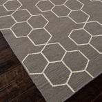 Flat-Weave Geometric Pattern Wool // Gray & Ivory (2' x 3')
