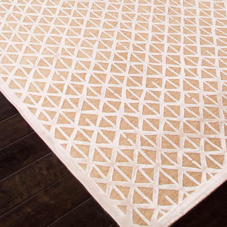 Machine Made Lustrous Art Silk & Chenille Rug // Taupe & Ivory