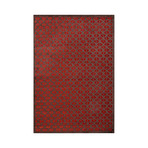 Machine Made Lustrous Art Silk& Chenille Rug // Red & Brown (5'L x 7.6'W)