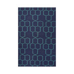 Flat-Weave Geometric Pattern Wool // Blue