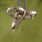 Ram Skull Necklace (Bronze // 20" Gunmetal Chain)