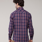 Jared Lang // TUR Button-Up // Red + Navy (M)