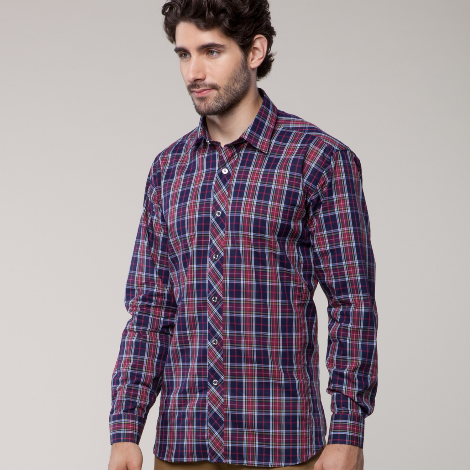 Jared Lang // TUR Button-Up // Red + Navy (S) - Jared Lang - Touch of ...