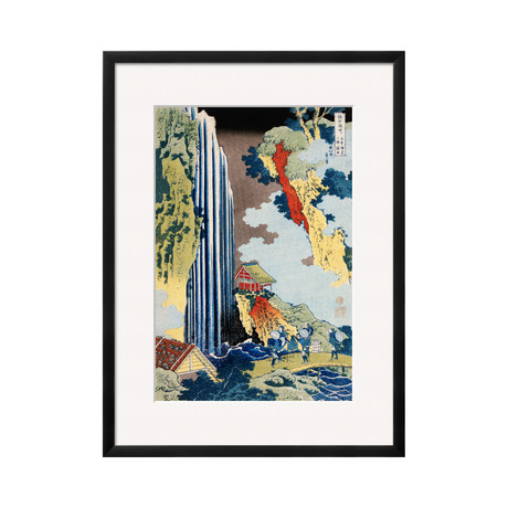 Katsushika Hokusai // Ono Waterfall Along The Kisokaido (Black Frame)