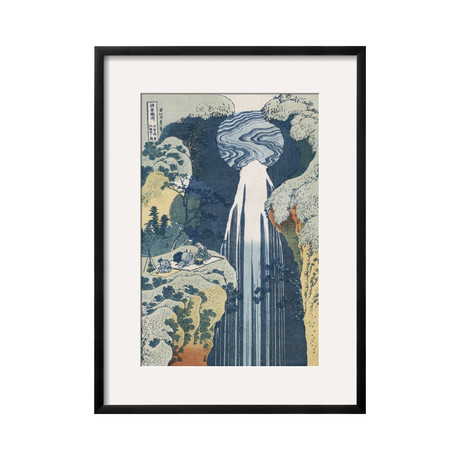 Katsushika Hokusai // Amida Waterfall On The Kiso Highway (Black Frame)