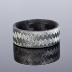 Two Tone Texalium and Carbon Fiber Ring // Diagonal Gloss (Size 6)