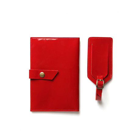 Luggage Tag + Passport Holder (Bright Red)