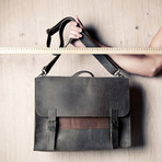 Satchel Bag // Gray + Brown