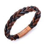 Braided Leather Bracelet // Black + Brown