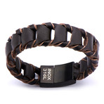 Big Fold Braided Leather Bracelet // Brown