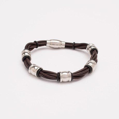 Leather Bracelet With Ring Accent