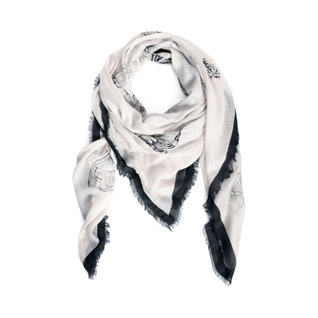 Butterfly Skull Scarf // White