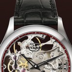 Skeleton Watch // Silver Movement + Red Dial Ring